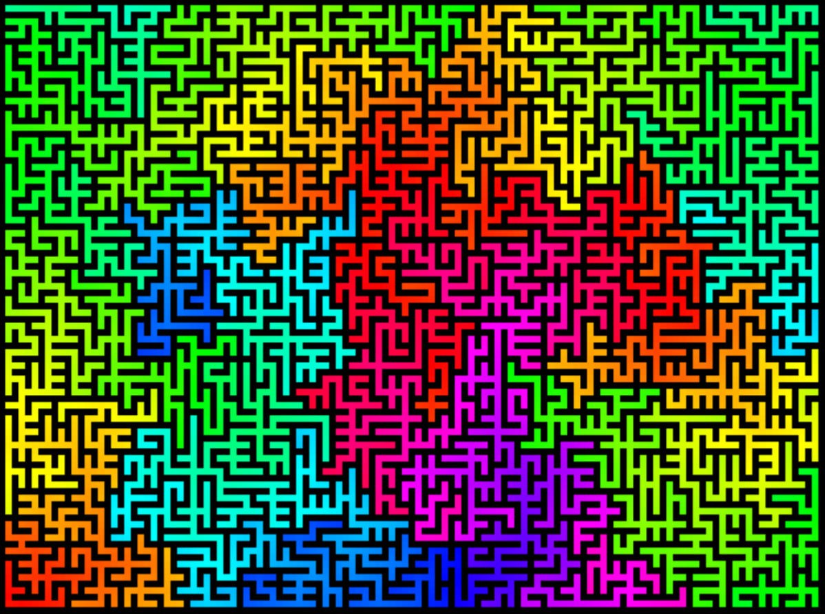 color-flooded maze
